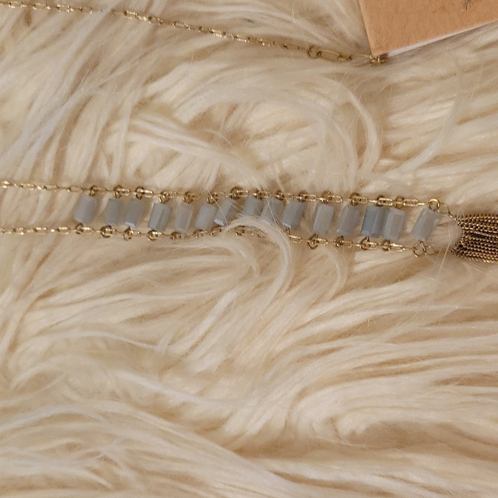 Glass Bead Tassel Necklace